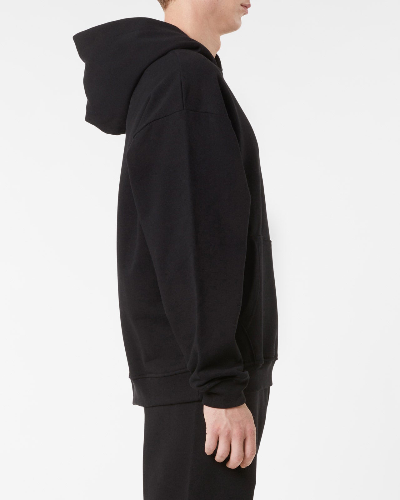 BLACK HOODIE WITH BLACK EMBROIDERED LOGO