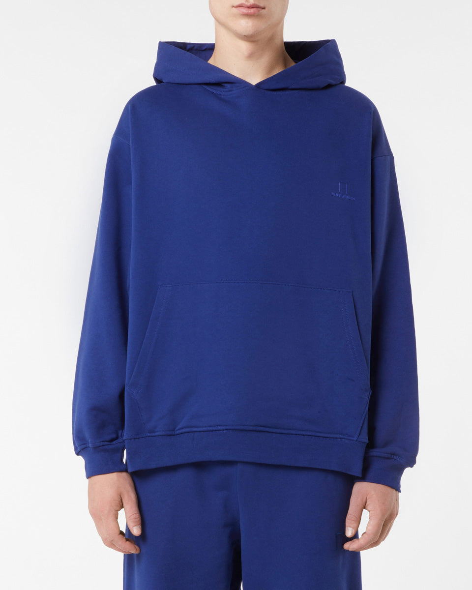 BLUE HOODIE WITH BLUE EMBROIDERED LOGO