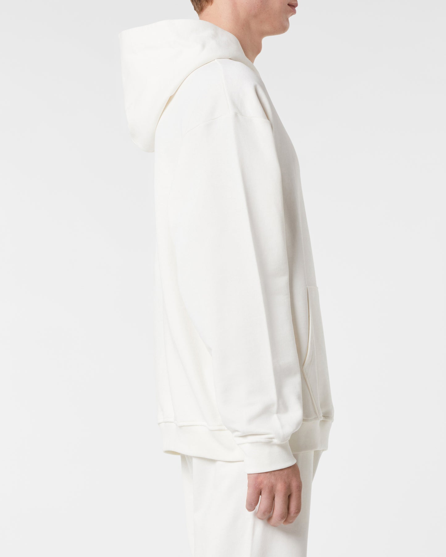 WHITE HOODIE WITH WHITE EMBROIDERED LOGO