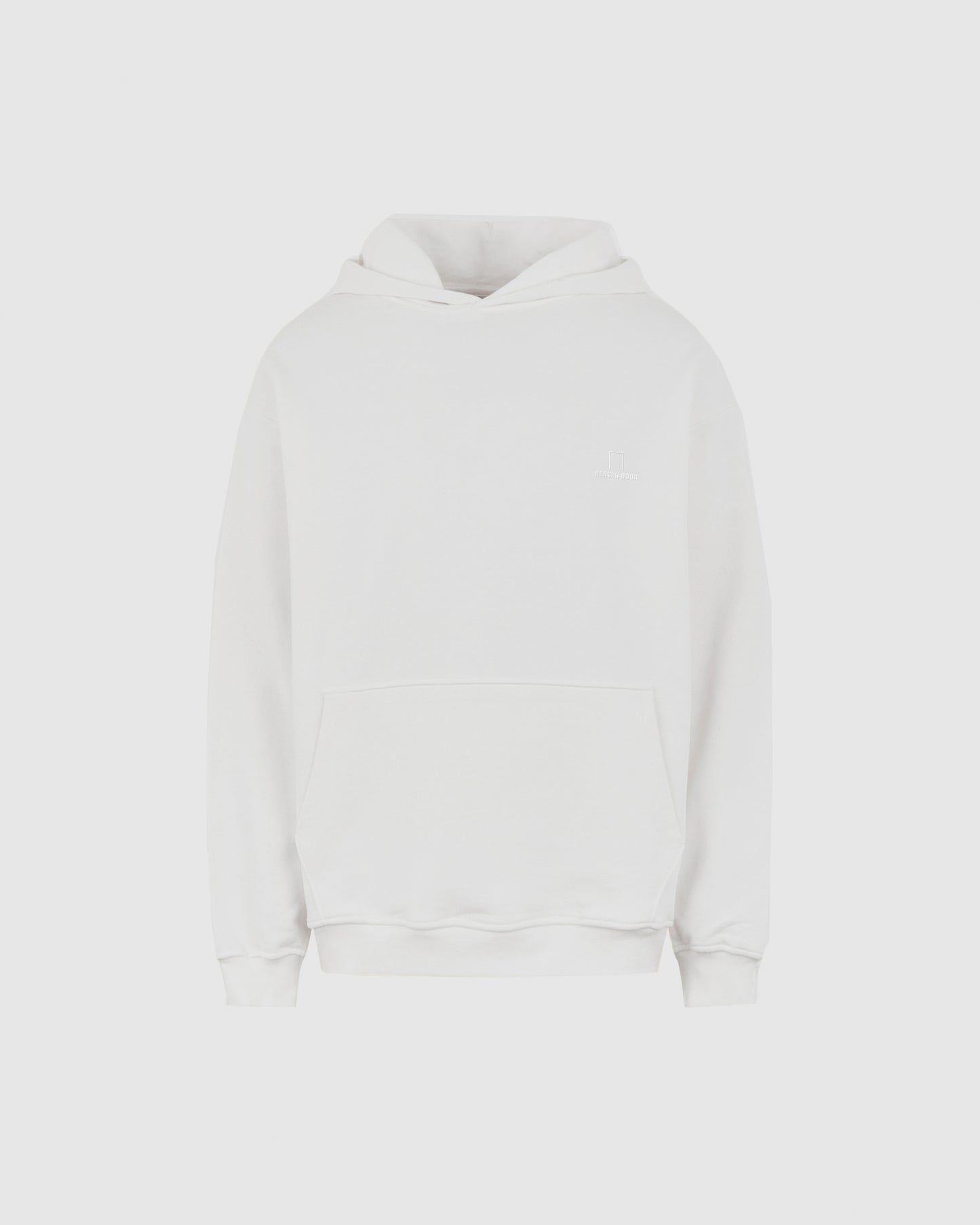 WHITE HOODIE WITH WHITE EMBROIDERED LOGO