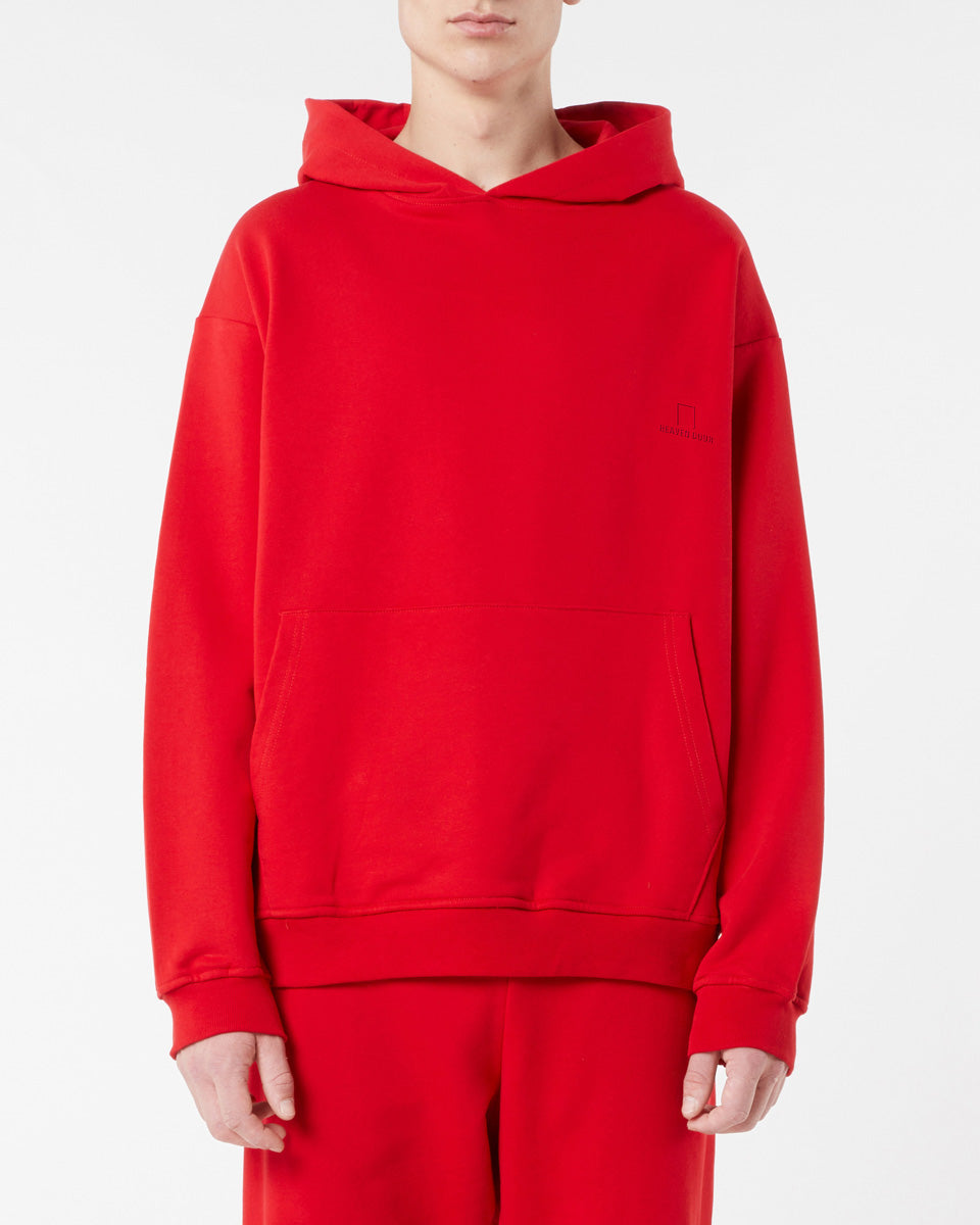 RED HOODIE WITH RED EMBROIDERED LOGO