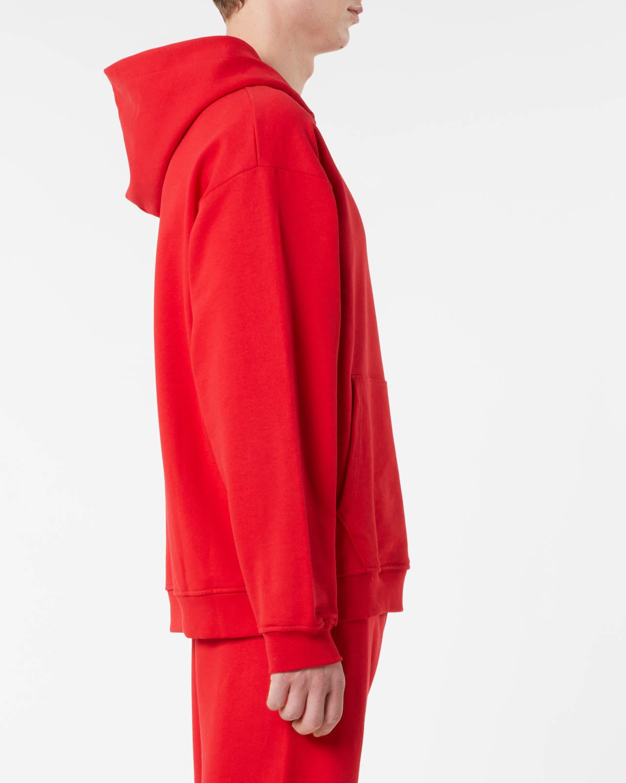 RED HOODIE WITH RED EMBROIDERED LOGO