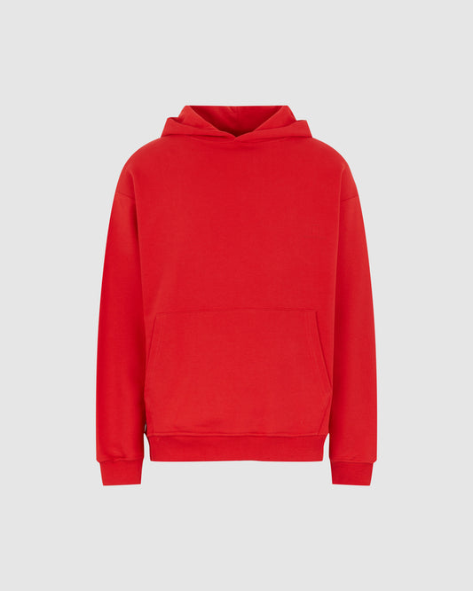 RED HOODIE WITH RED EMBROIDERED LOGO