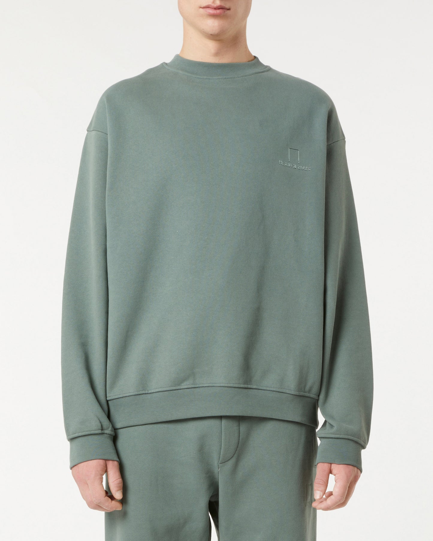 BALSAM GREEN CREWNECK WITH EMBROIDERED LOGO