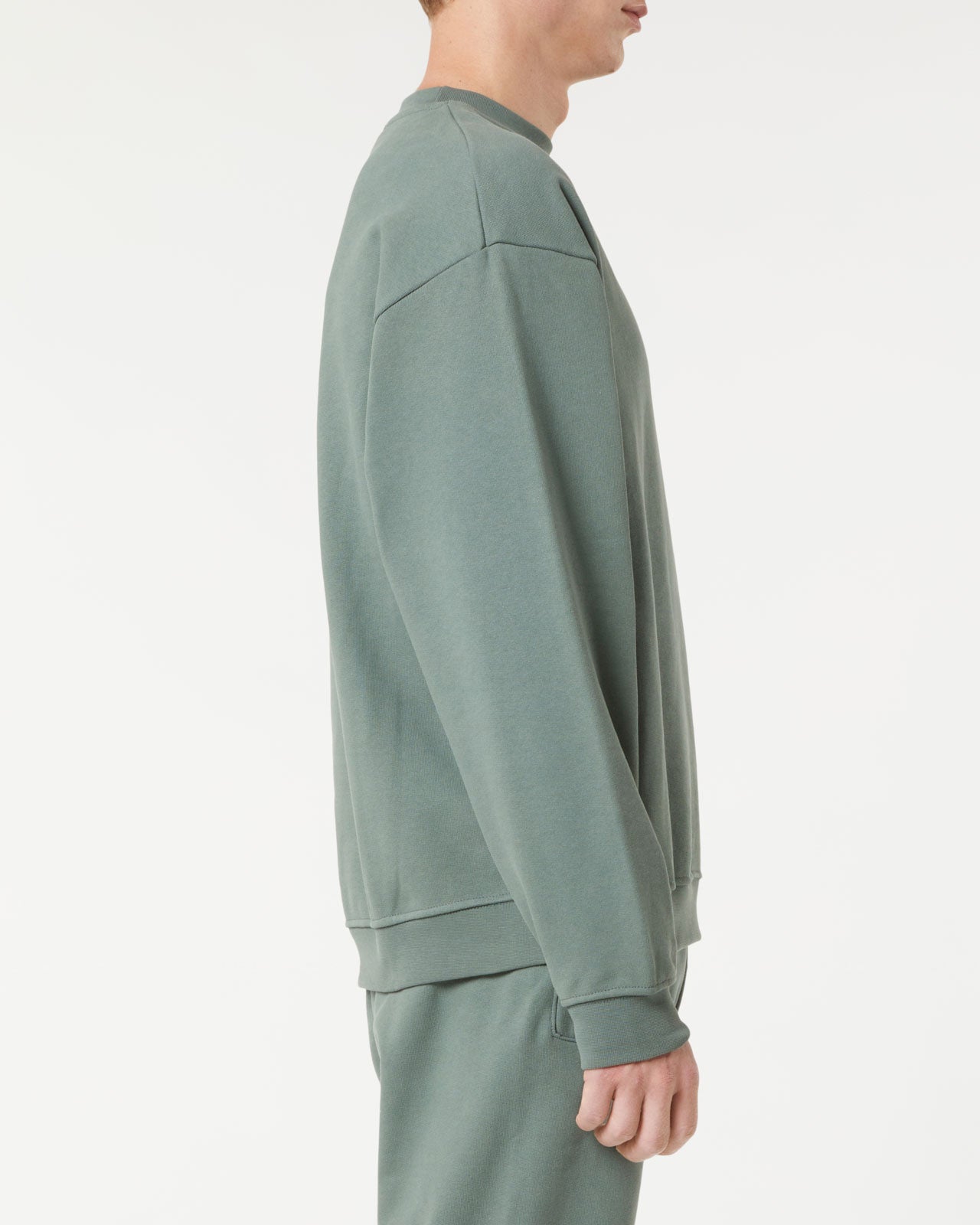 BALSAM GREEN CREWNECK WITH EMBROIDERED LOGO