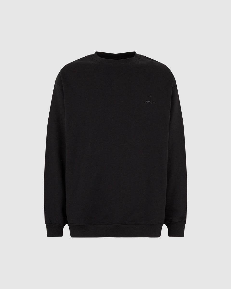 BLACK CREWNECK WITH BLACK EMBROIDERED LOGO