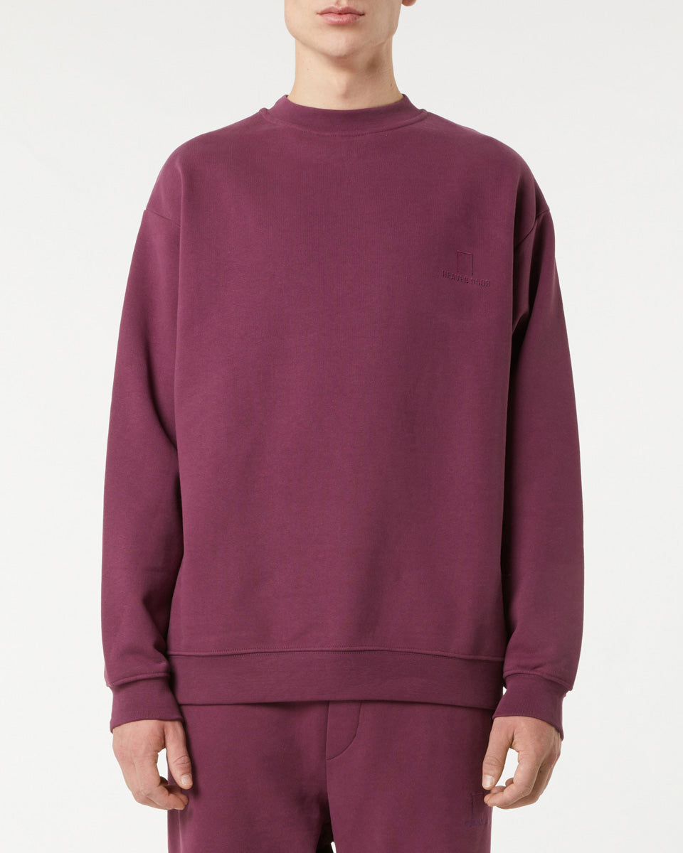 GRAPE WINE CREWNECK WITH EMBROIDERED LOGO