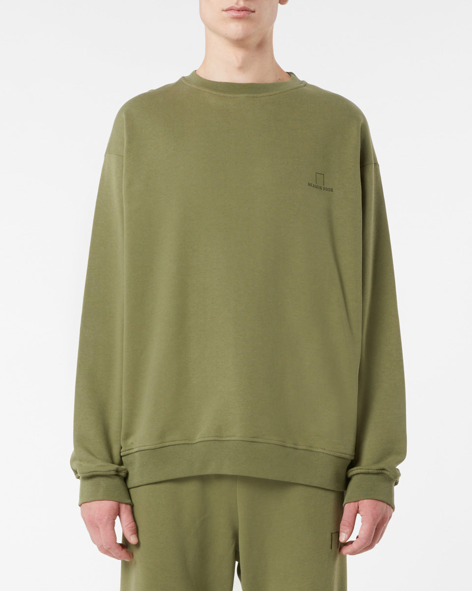 GREEN CREWNECK WITH GREEN EMBROIDERED LOGO