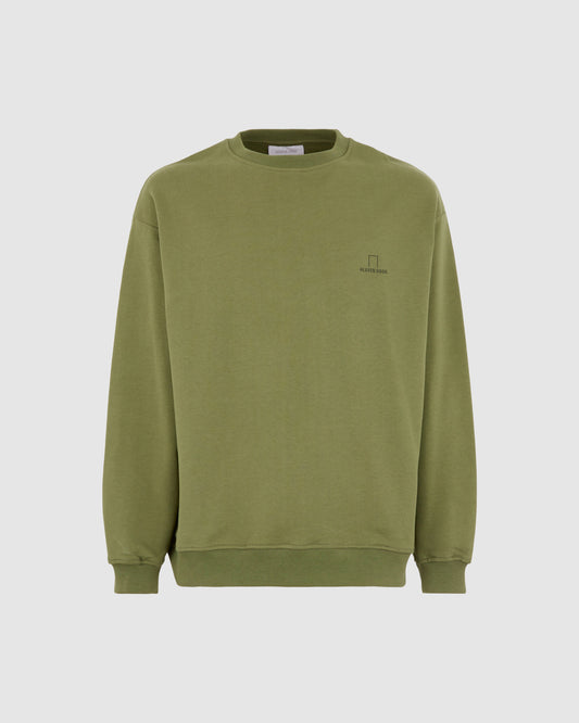 GREEN CREWNECK WITH GREEN EMBROIDERED LOGO