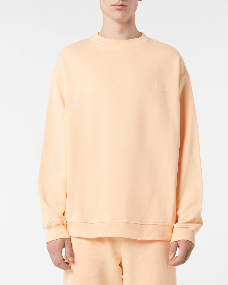 PEACH CREWNECK WITH PEACH EMBROIDERED LOGO