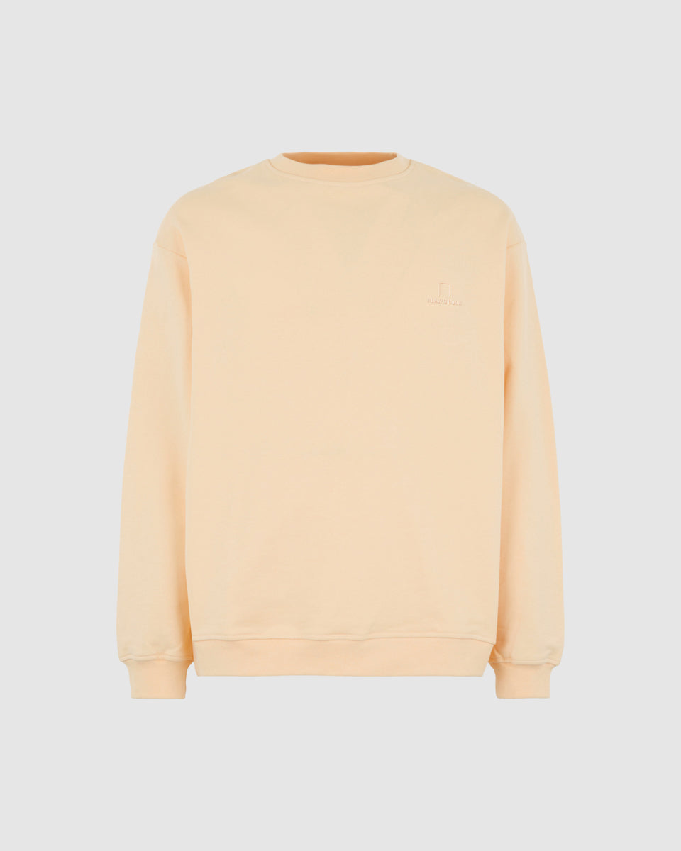 PEACH CREWNECK WITH PEACH EMBROIDERED LOGO