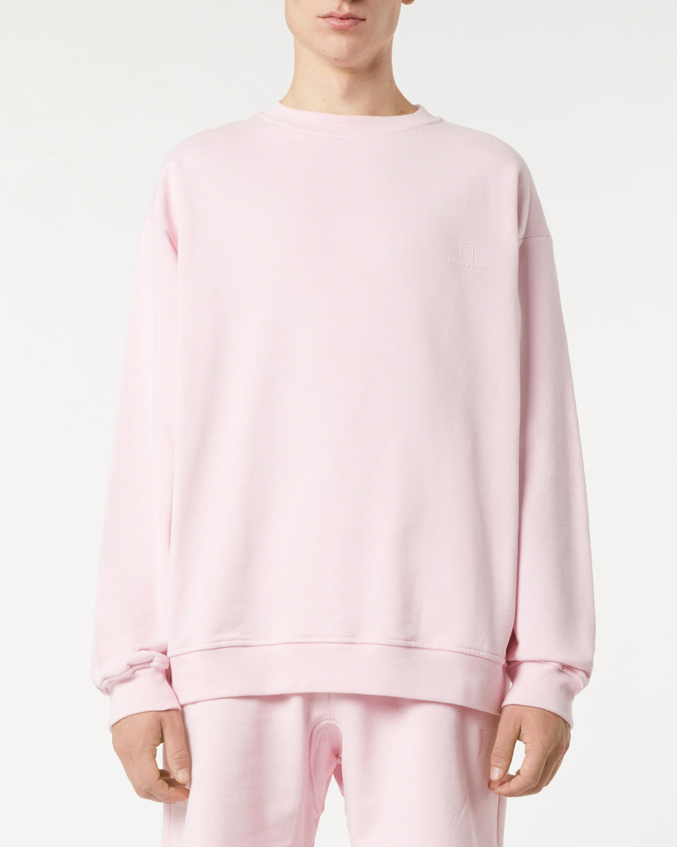 PINK CREWNECK WITH PINK EMBROIDERED LOGO