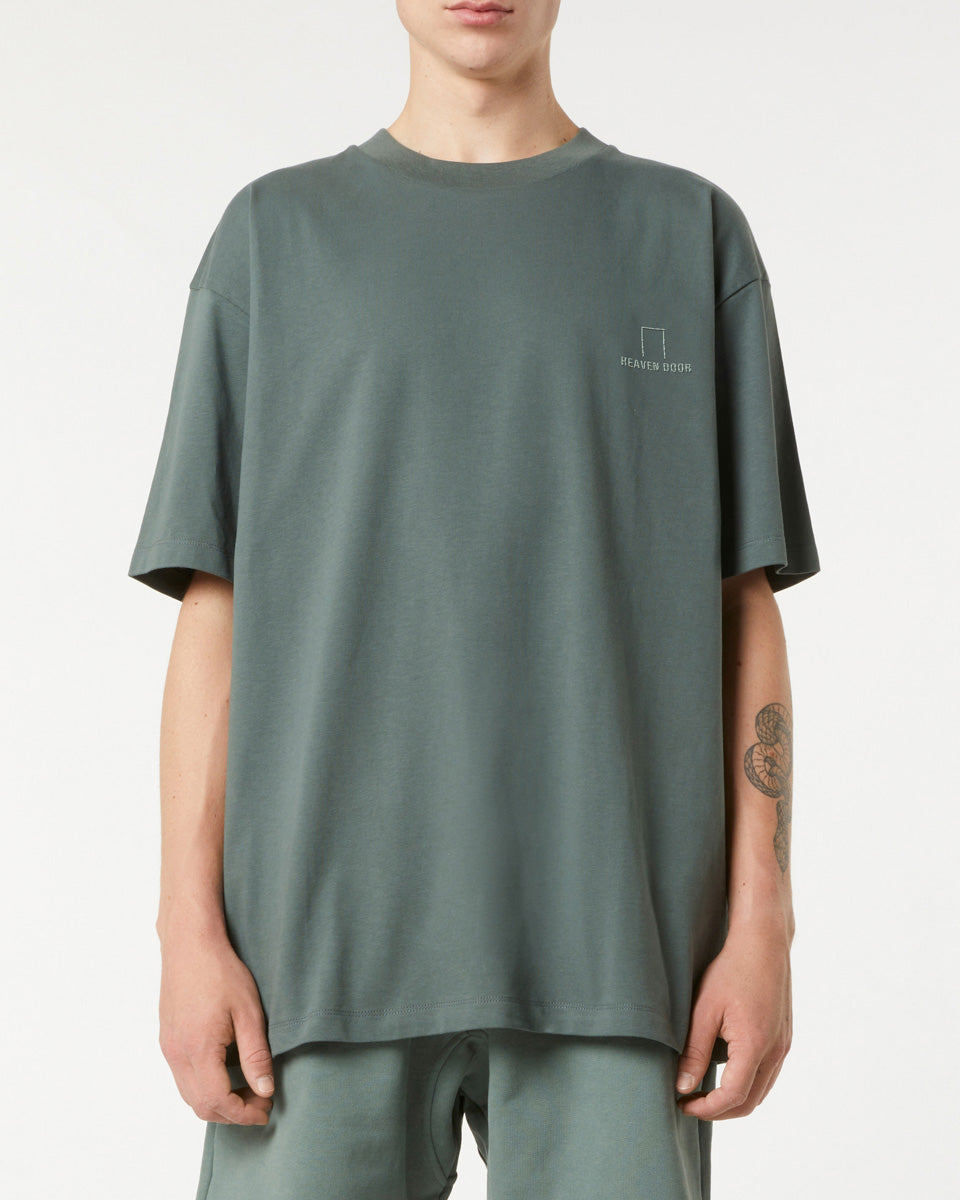 BALSAM GREEN T-SHIRT WITH EMBROIDERED LOGO