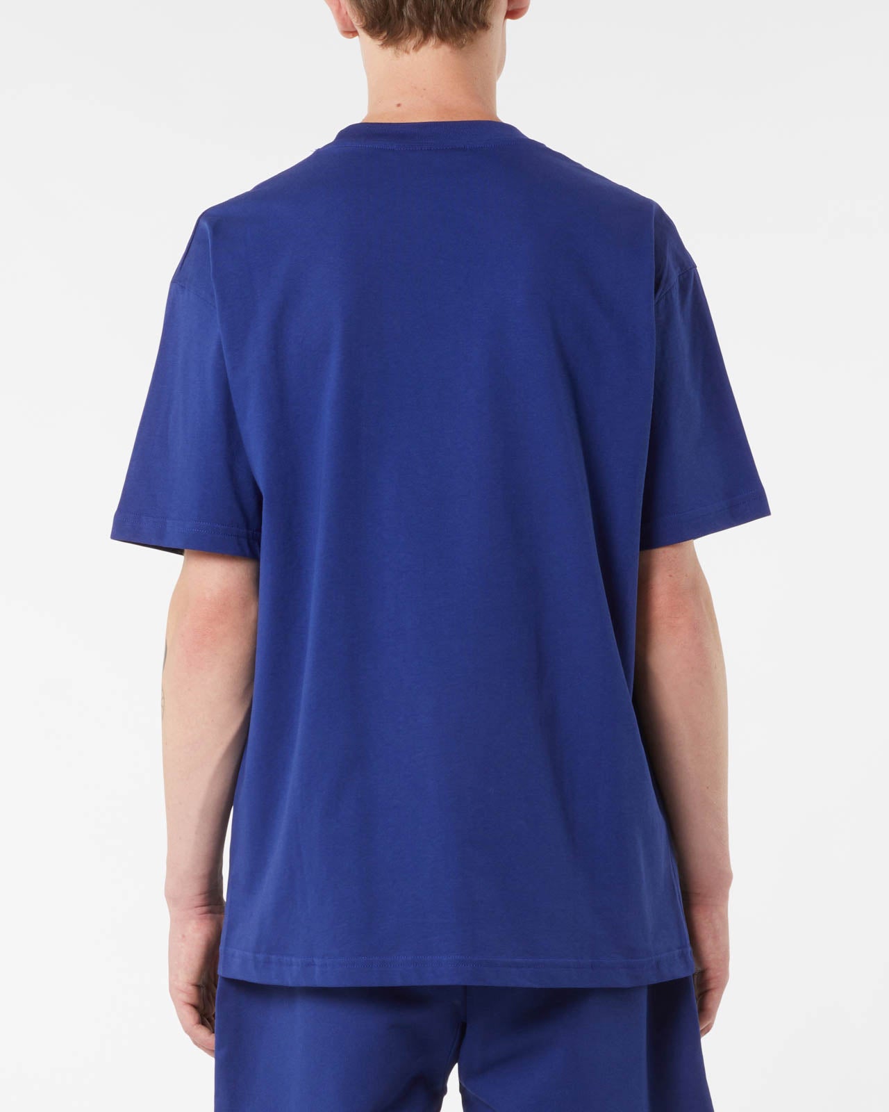 BLUE T-SHIRT WITH BLUE EMBROIDERED LOGO