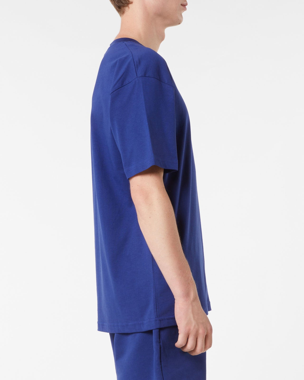 BLUE T-SHIRT WITH BLUE EMBROIDERED LOGO