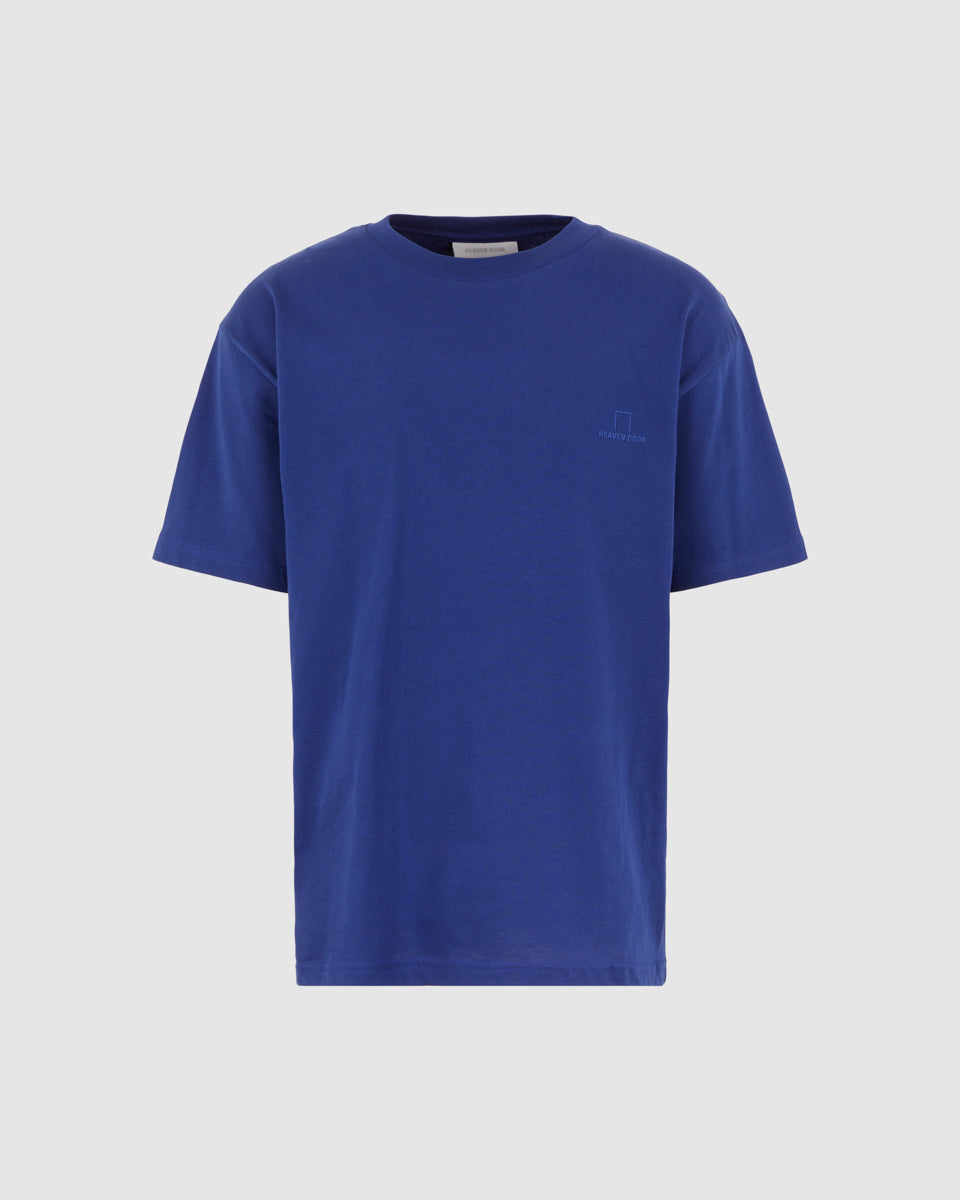 BLUE T-SHIRT WITH BLUE EMBROIDERED LOGO