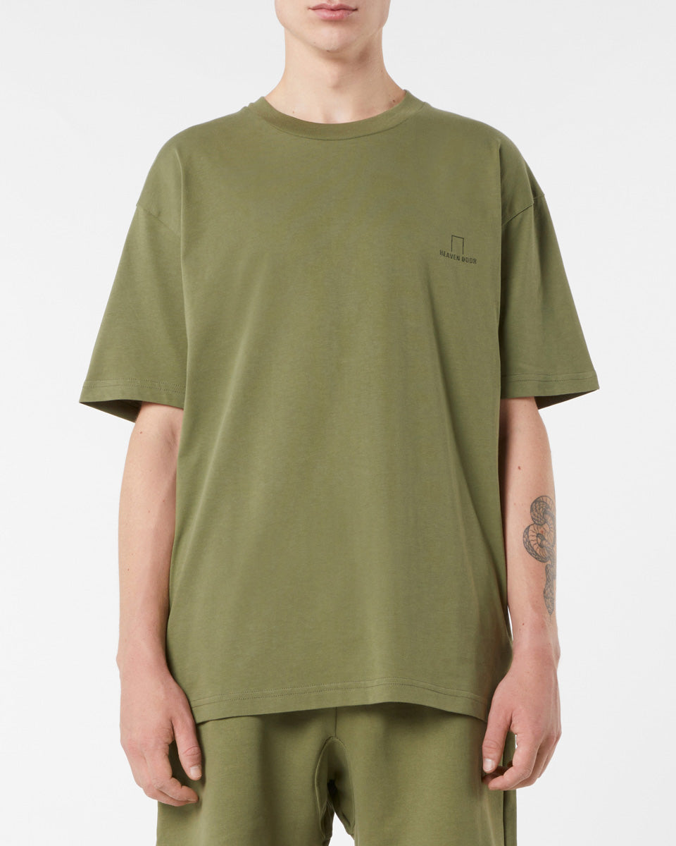 GREEN T-SHIRT WITH GREEN EMBROIDERED LOGO