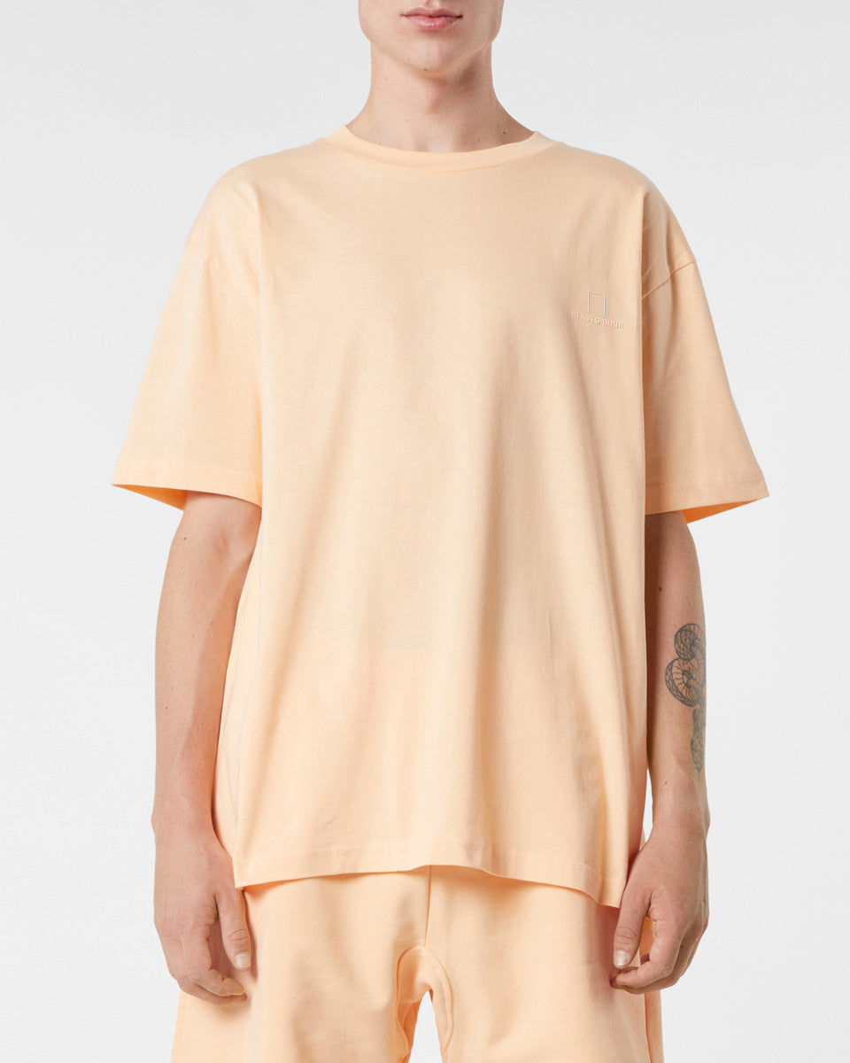 PEACH T-SHIRT WITH PEACH EMBROIDERED LOGO