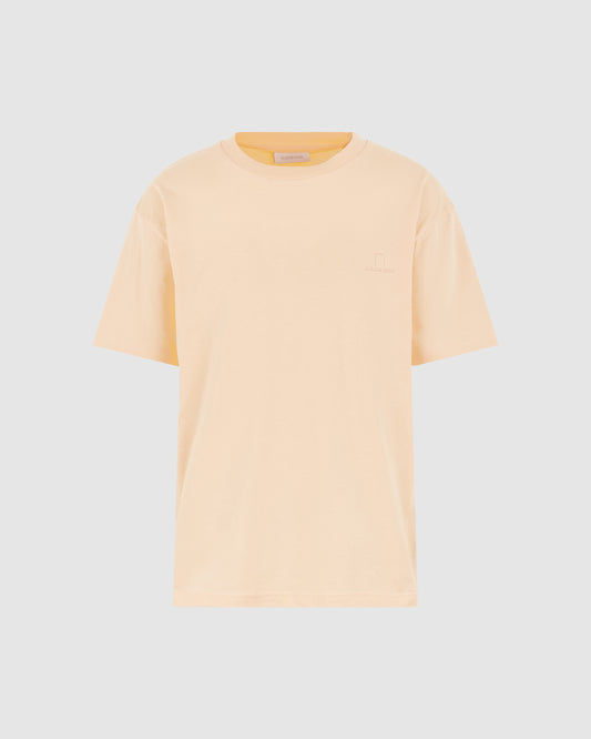 PEACH T-SHIRT WITH PEACH EMBROIDERED LOGO