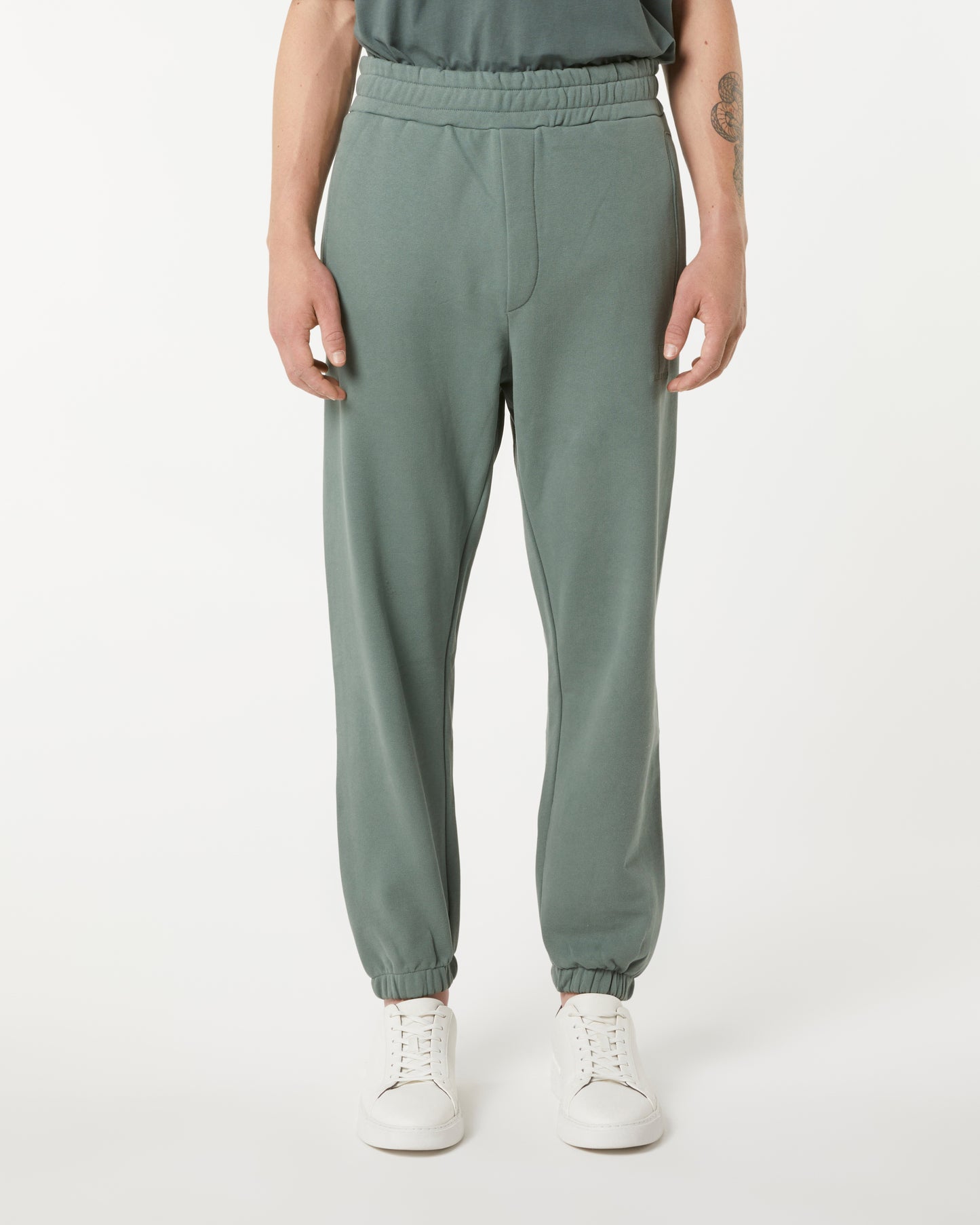 BALSAM GREEN PANTS WITH EMBROIDERED LOGO