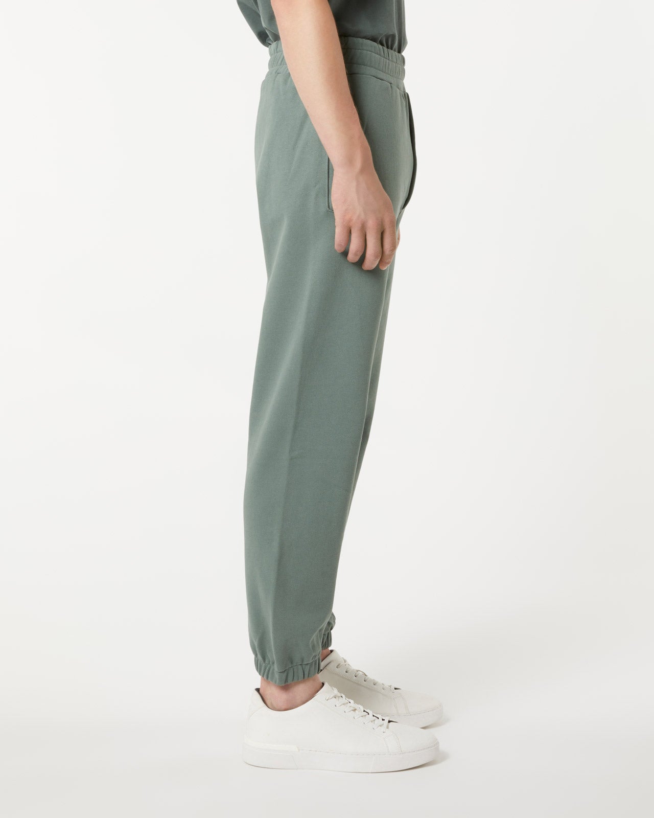 BALSAM GREEN PANTS WITH EMBROIDERED LOGO