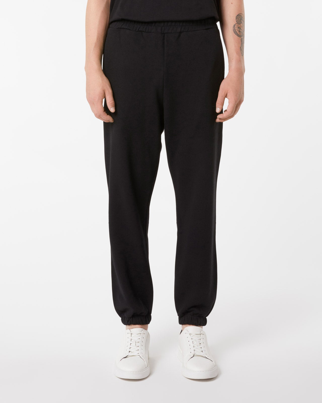 BLACK PANTS WITH BLACK EMBROIDERED LOGO