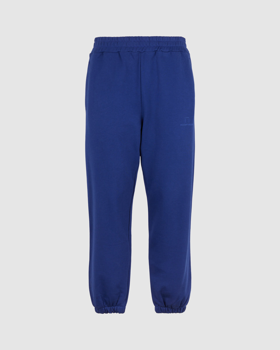 BLUE PANTS WITH BLUE EMBROIDERED LOGO