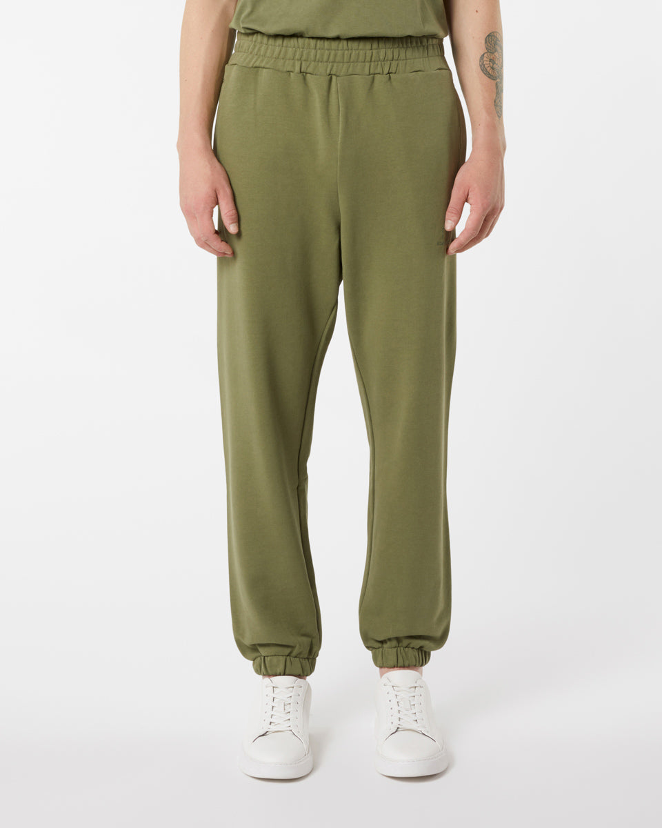 GREEN PANTS WITH GREEN EMBROIDERED LOGO