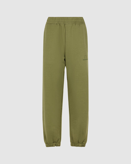 GREEN PANTS WITH GREEN EMBROIDERED LOGO