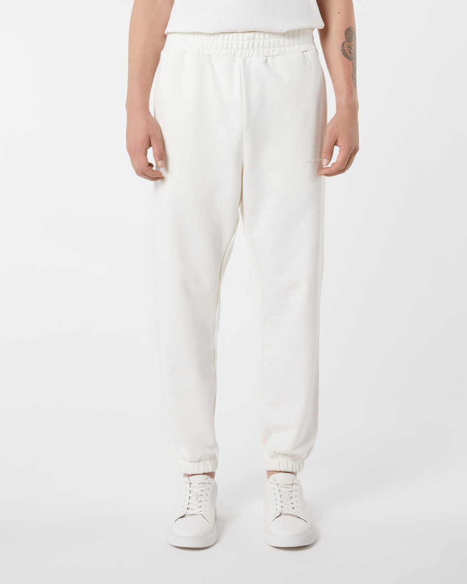 OFF WHITE PANTS WITH WHITE EMBROIDERED LOGO