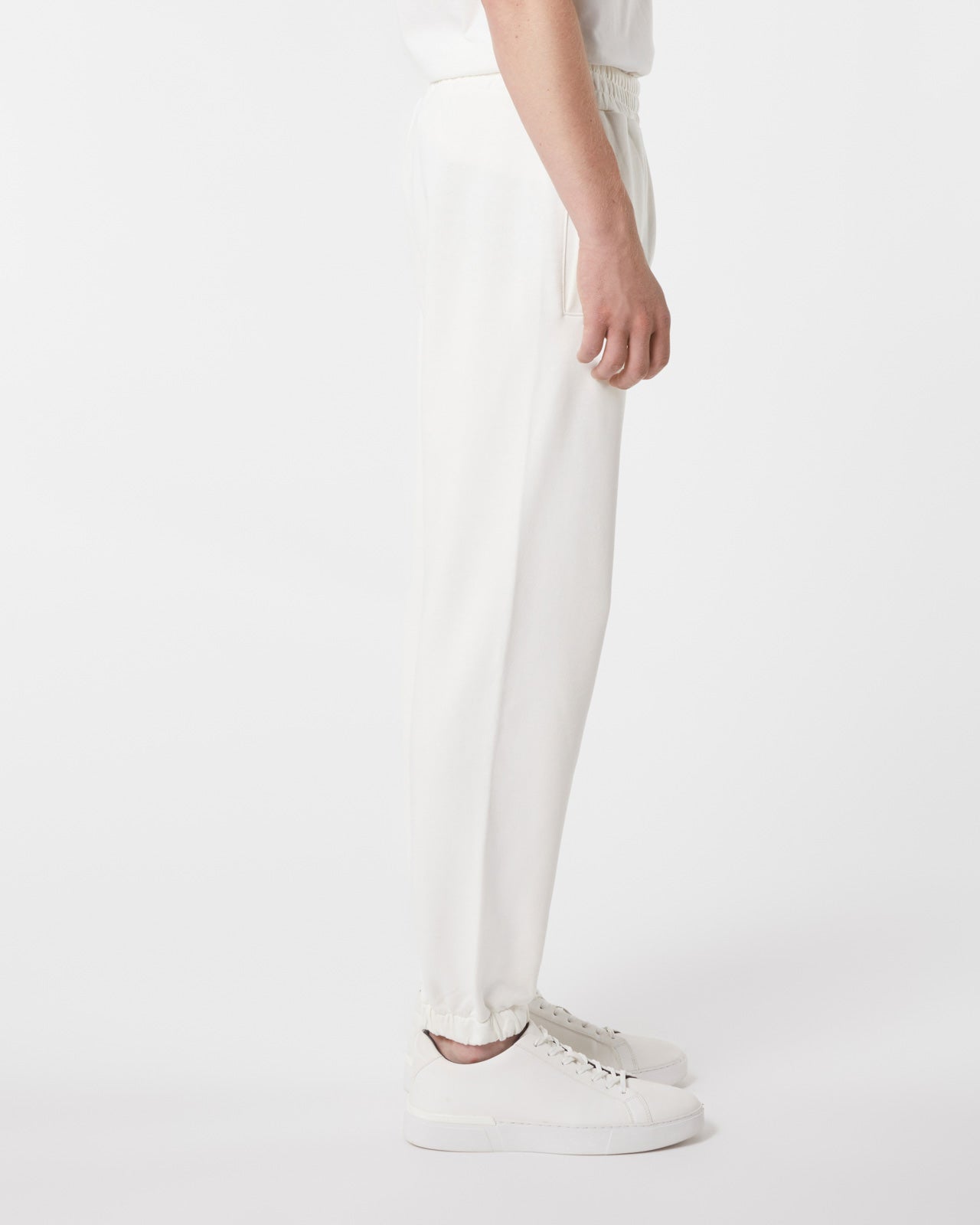 OFF WHITE PANTS WITH WHITE EMBROIDERED LOGO