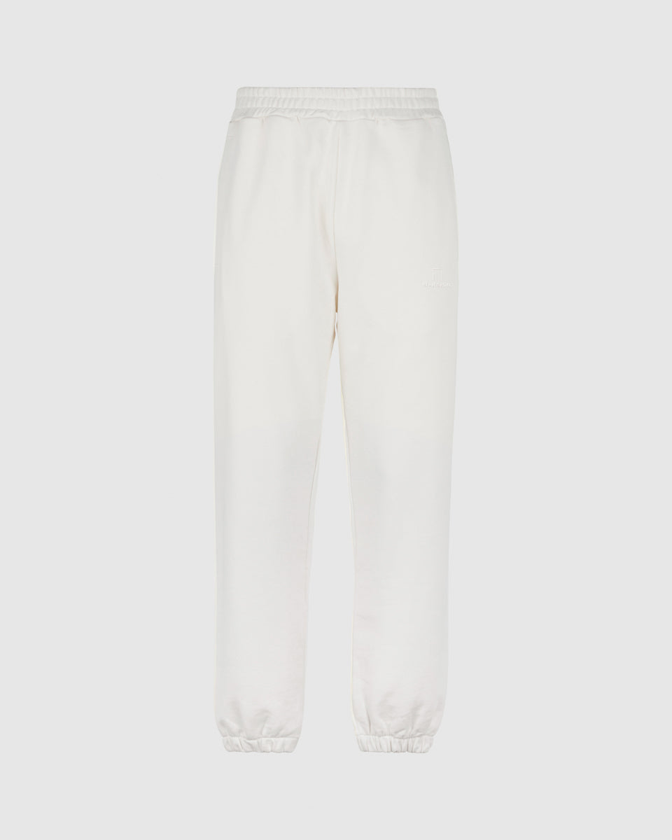 OFF WHITE PANTS WITH WHITE EMBROIDERED LOGO