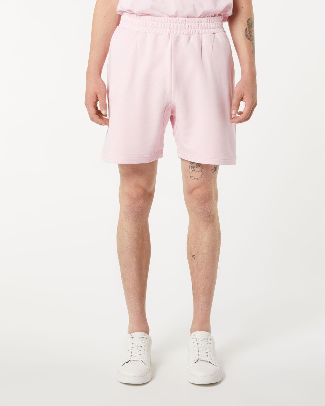 PINK SHORTS WITH PINK EMBROIDERED LOGO