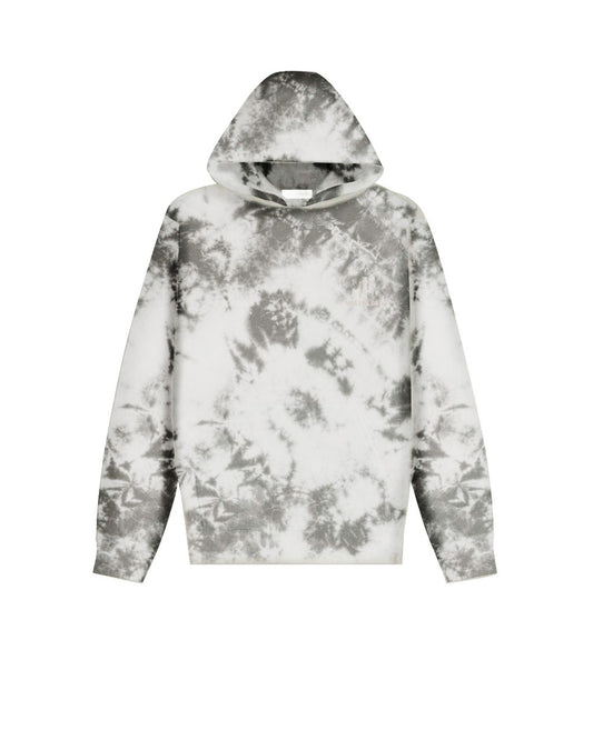 GREY TIEDYE HOODIE WITH EMBROIDERED LOGO