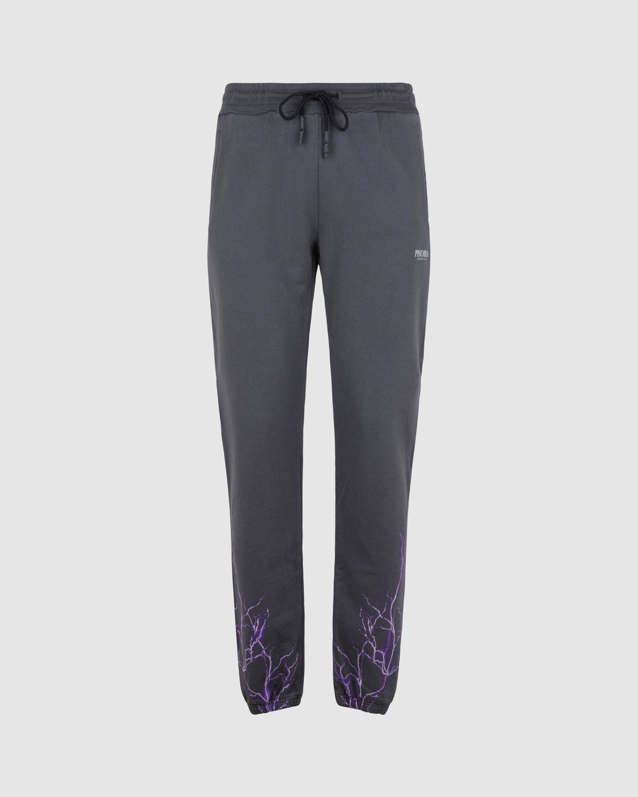 GREY PANTS WITH PURPLE LIGHTNING