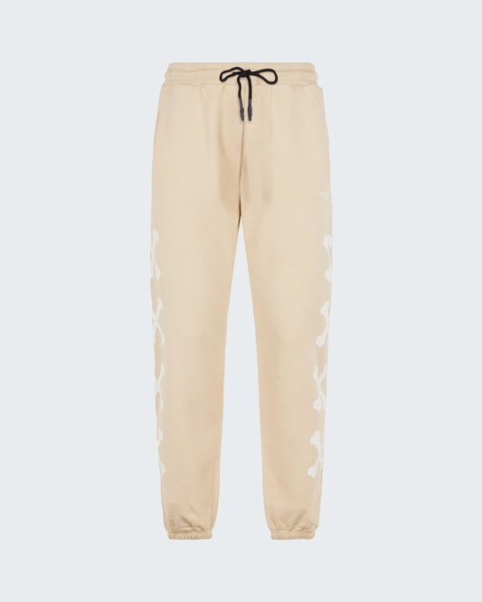 BEIGE PANTS WITH WHITE CROSS BONES