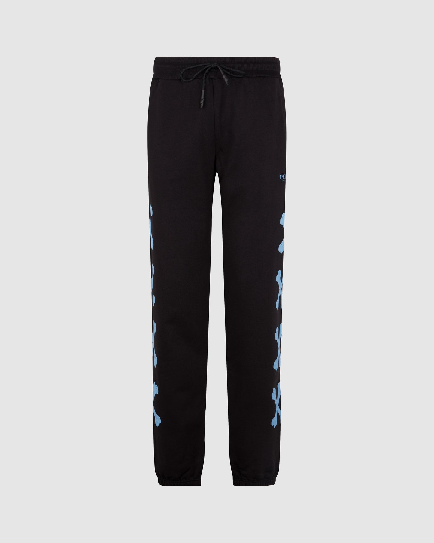 BLACK PANTS WITH LIGHTBLUE CROSS BONES