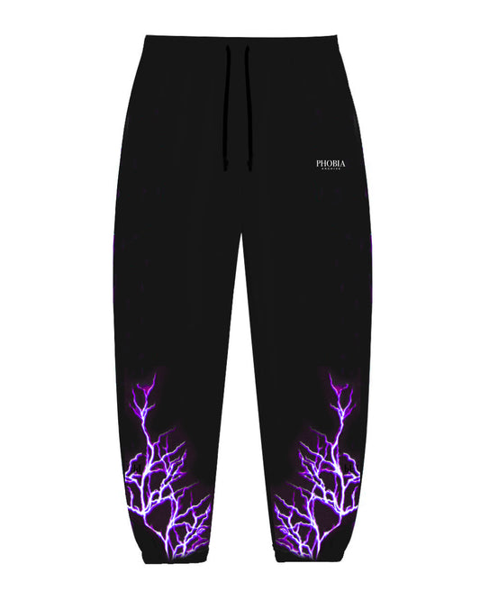 BLACK PANTS WITH PURPLE EMBROIDERY LIGHTNING