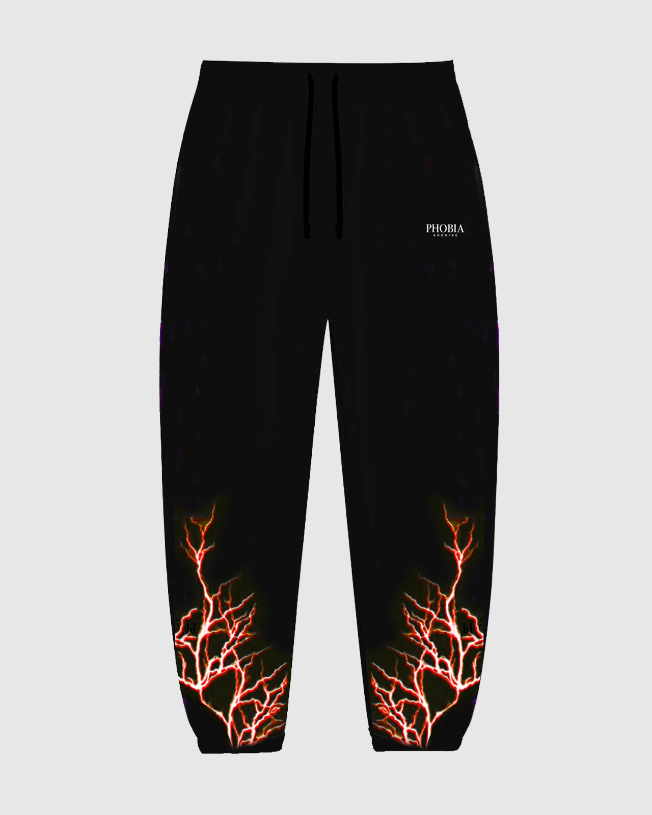 BLACK PANTS WITH ORANGE EMBROIDERY LIGHTNING