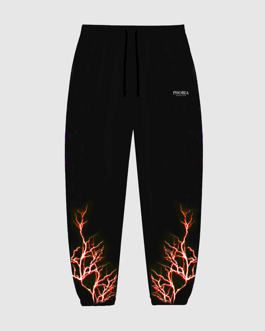 BLACK PANTS WITH ORANGE EMBROIDERY LIGHTNING