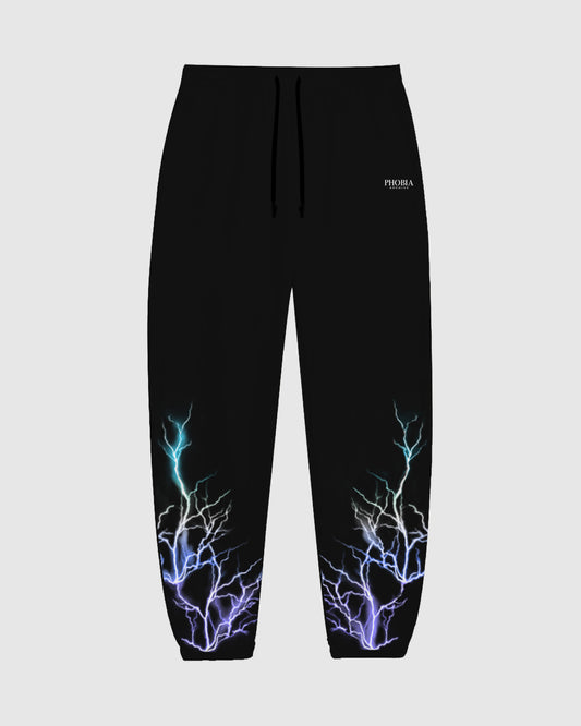 BLACK PANTS WITH BLUE GREY LIGHT LIGHTNING