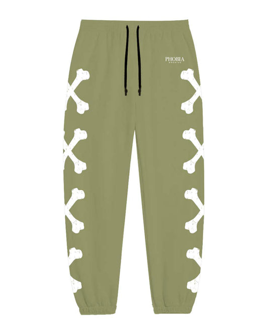 GREEN PANTS WITH WHITE CROSS BONES