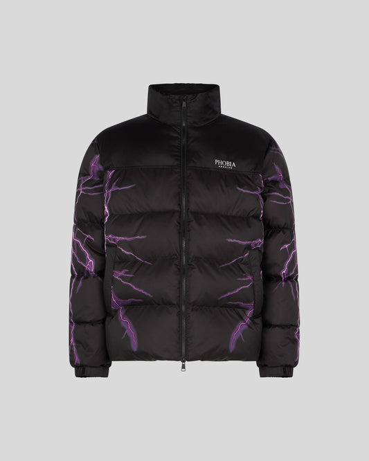 BLACK PUFFY JACKET WITH PURPLE NEW LIGHTNING