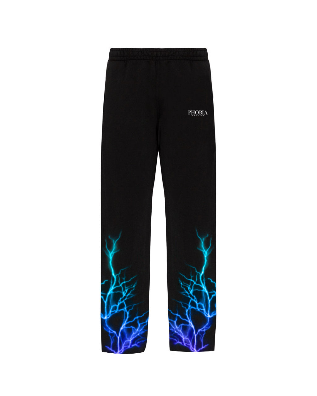 BLACK PANTS WITH BLUE AND LIGHTBLUE LIGHTNING