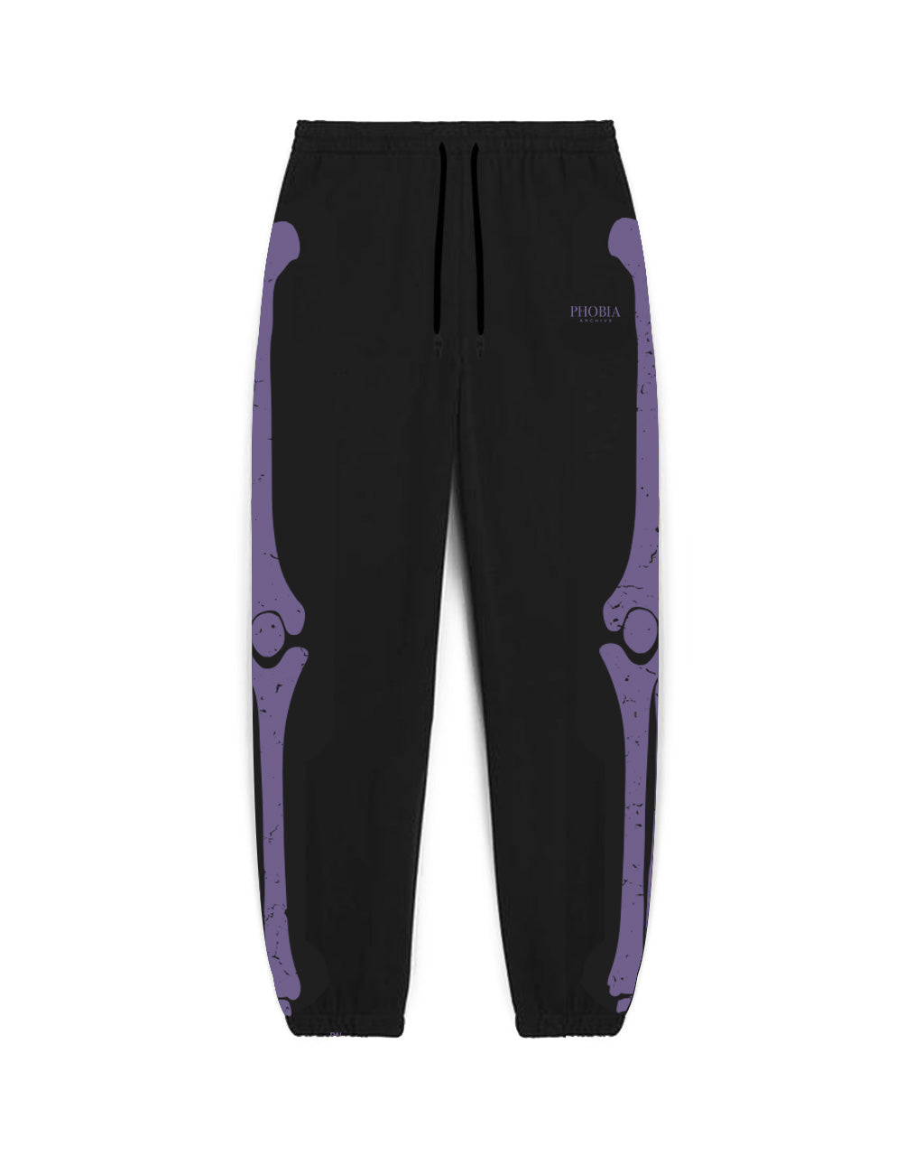 BLACK PANTS WITH PURPLE SKELETON