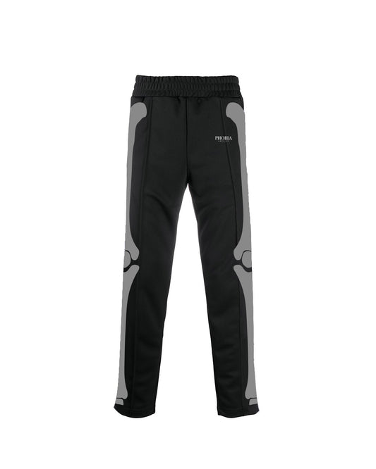 BLACK TRACKSUIT PANTS WITH GREY SKELETON