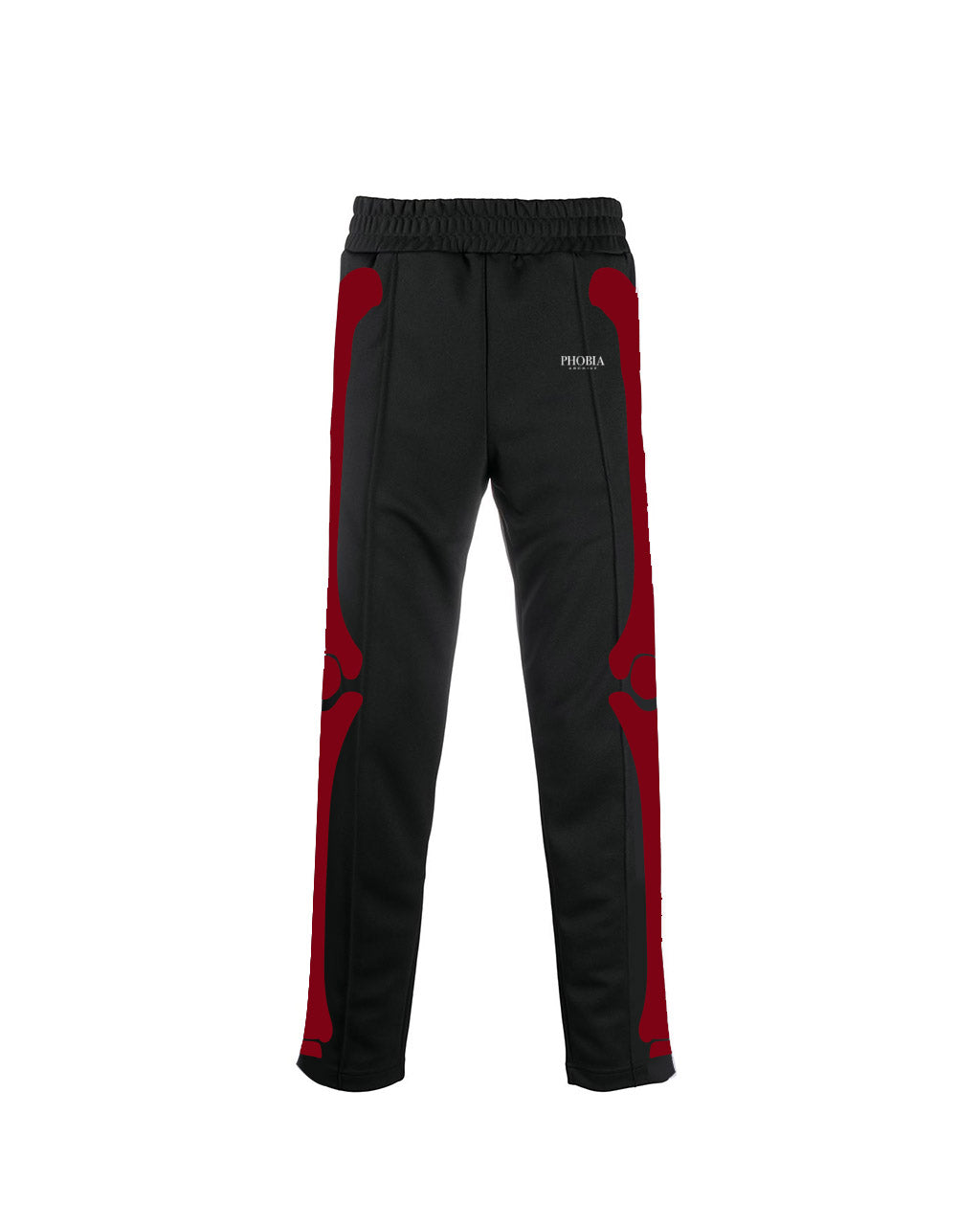 BLACK TRACKSUIT PANTS WITH RED SKELETON