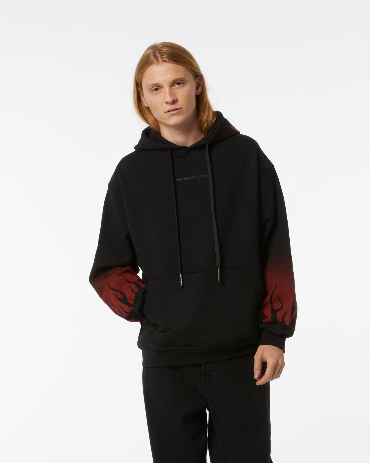 BLACKHOODIE WITH NEGATIVE RED FLAMES