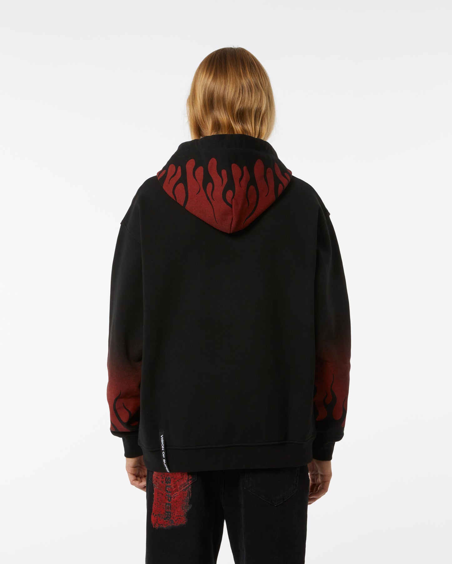 BLACKHOODIE WITH NEGATIVE RED FLAMES