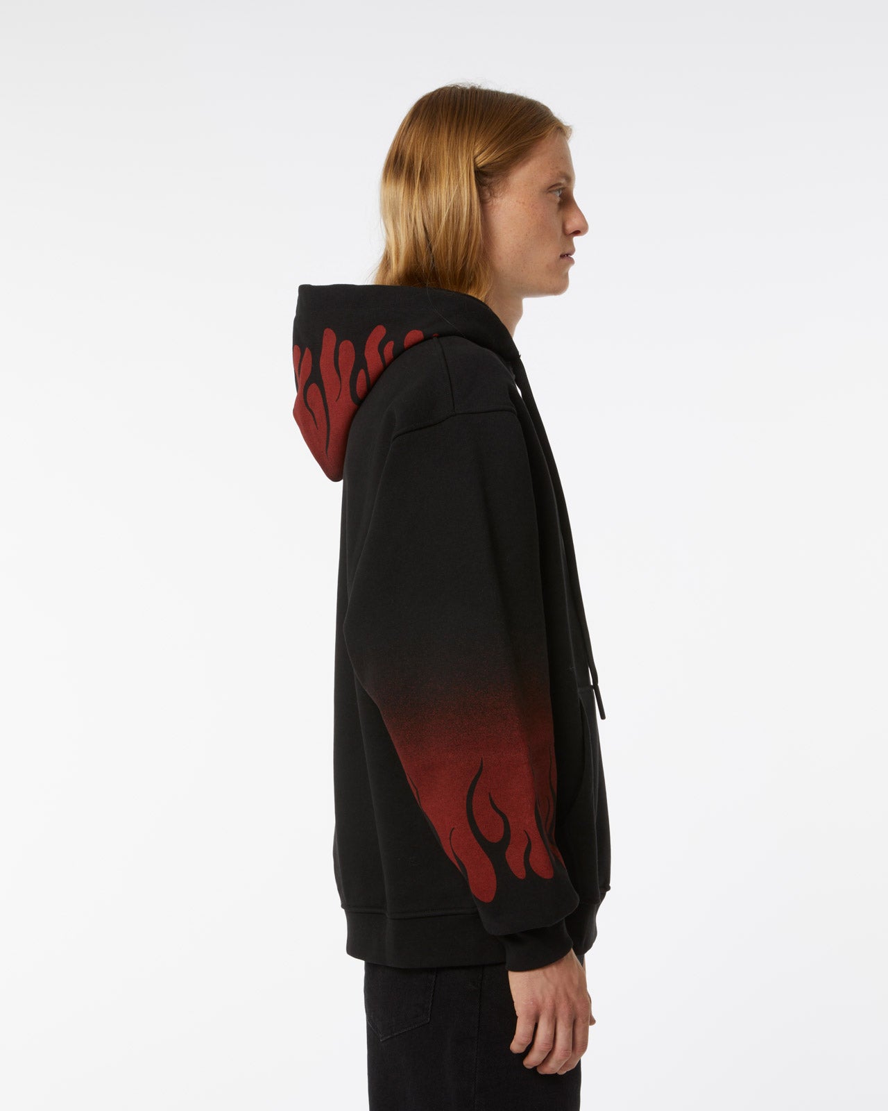 BLACKHOODIE WITH NEGATIVE RED FLAMES